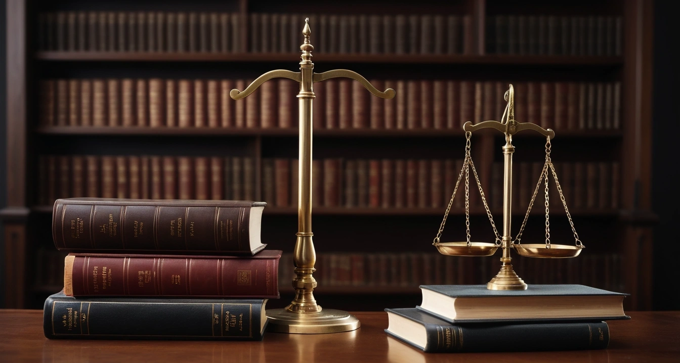 해외 직구<br>- IT 가전제품 해외 직구 시 발생하는 A/S와 보증 범위 체크 (a classic brass balance scale of justice next to leather-bound law books, moody professional legal aesthetic, no people)