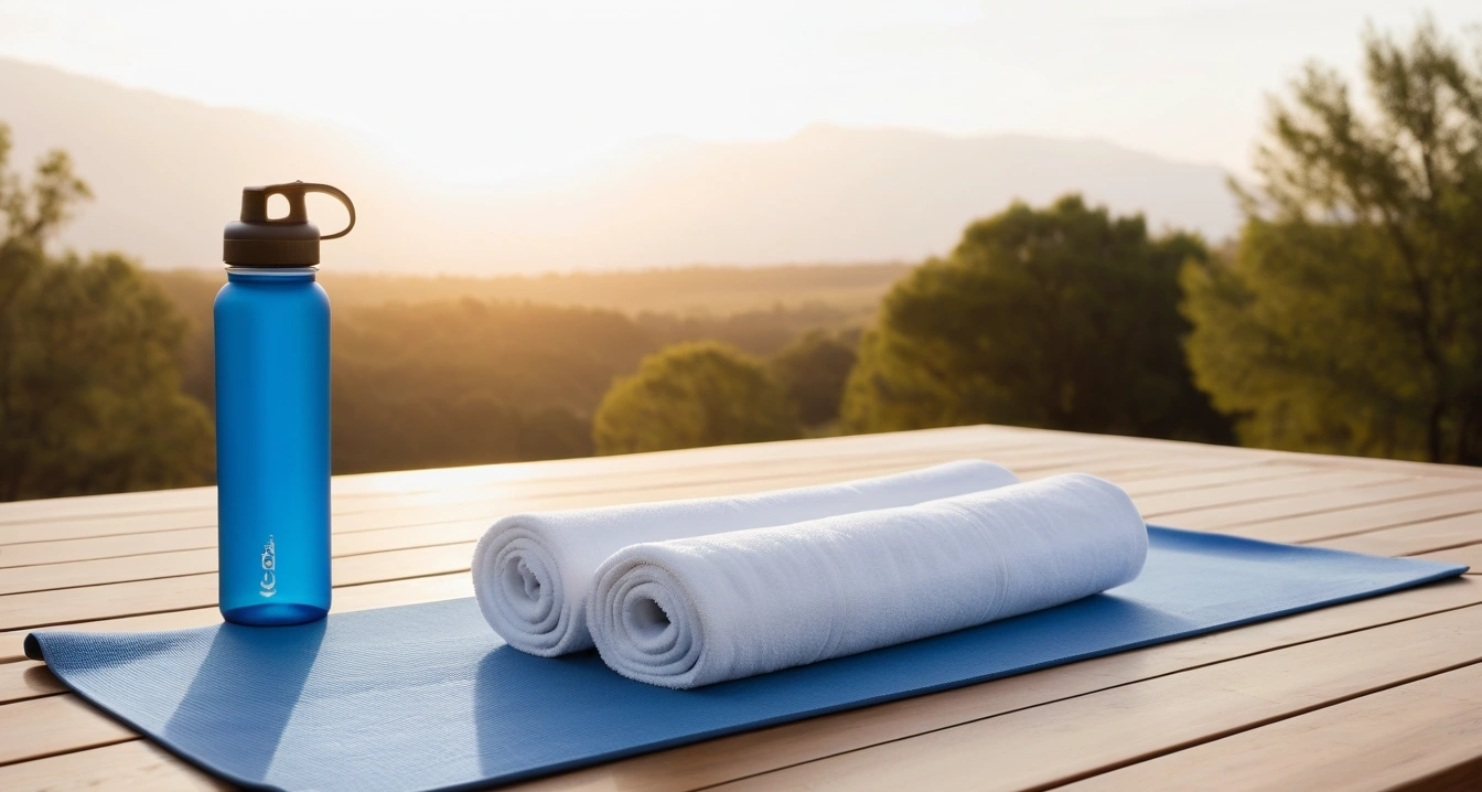 IT 액세서리<br>- 사기 피해 발생 시 글로벌 고객 센터 및 카드사 보상 대응 프로세스 (a clean minimal yoga mat rolled up with a fresh white towel and a reusable water bottle, bright natural light, wellness aesthetic, no people)