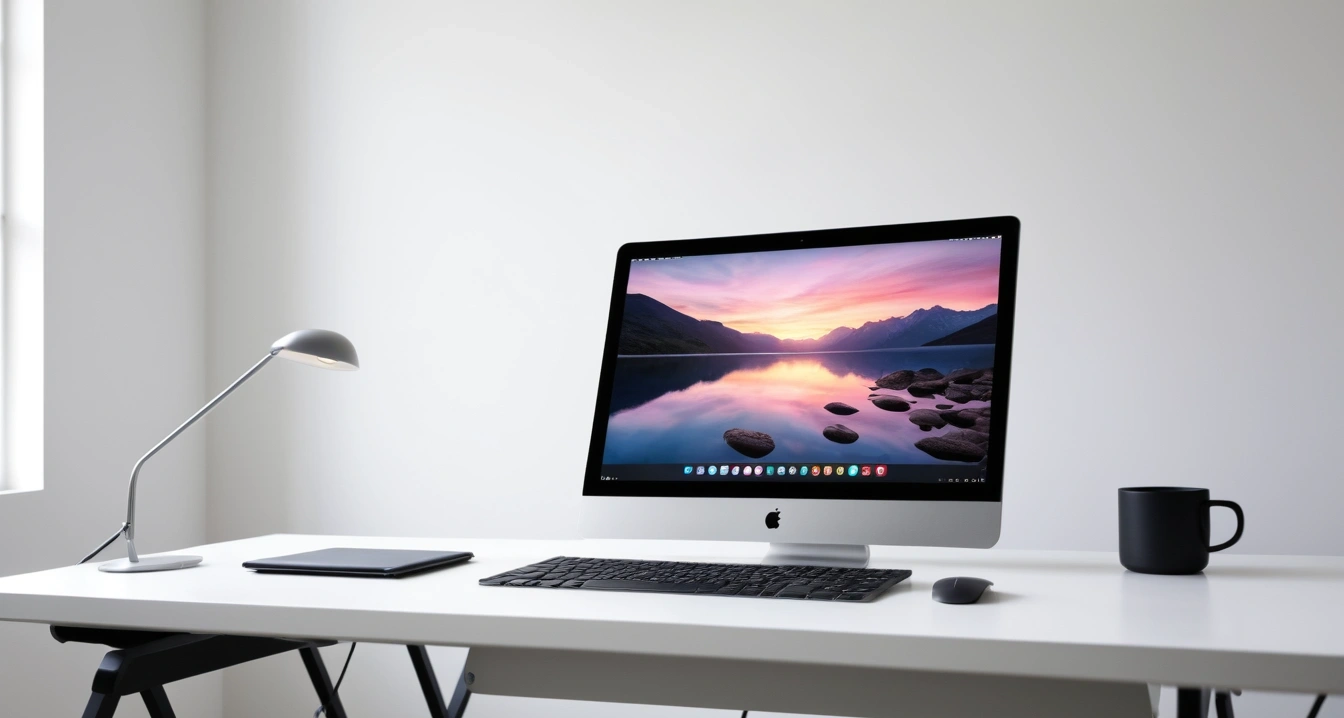 개인정보<br>- 스마트폰 보안 설정을 강화하는 2단계 인증의 중요성 (a modern minimalist desk setup, mechanical keyboard, a sleek tablet displaying a colorful modern UI, soft lighting, no people)