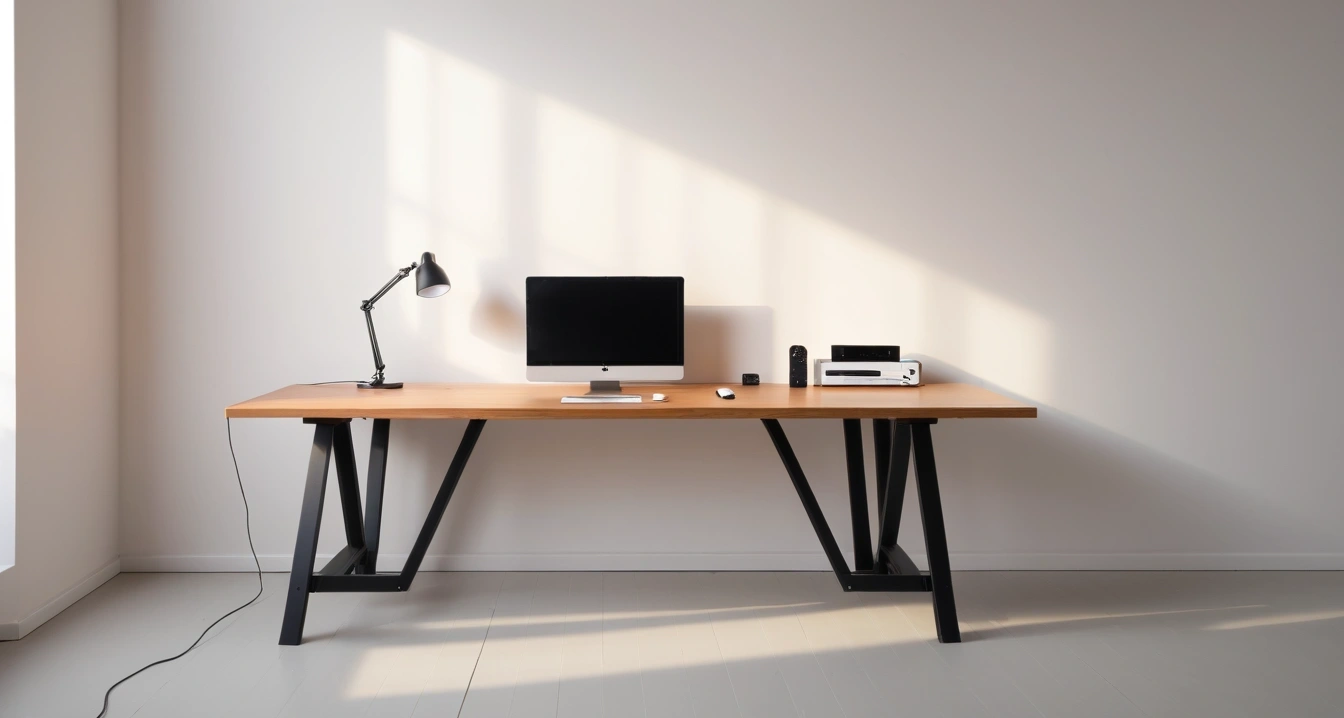 닌텐도 스위치 - 휴대용 게임기 배터리 수명과 열 관리 솔루션 (a modern minimalist desk setup with nintendo switch, soft lighting, no people)