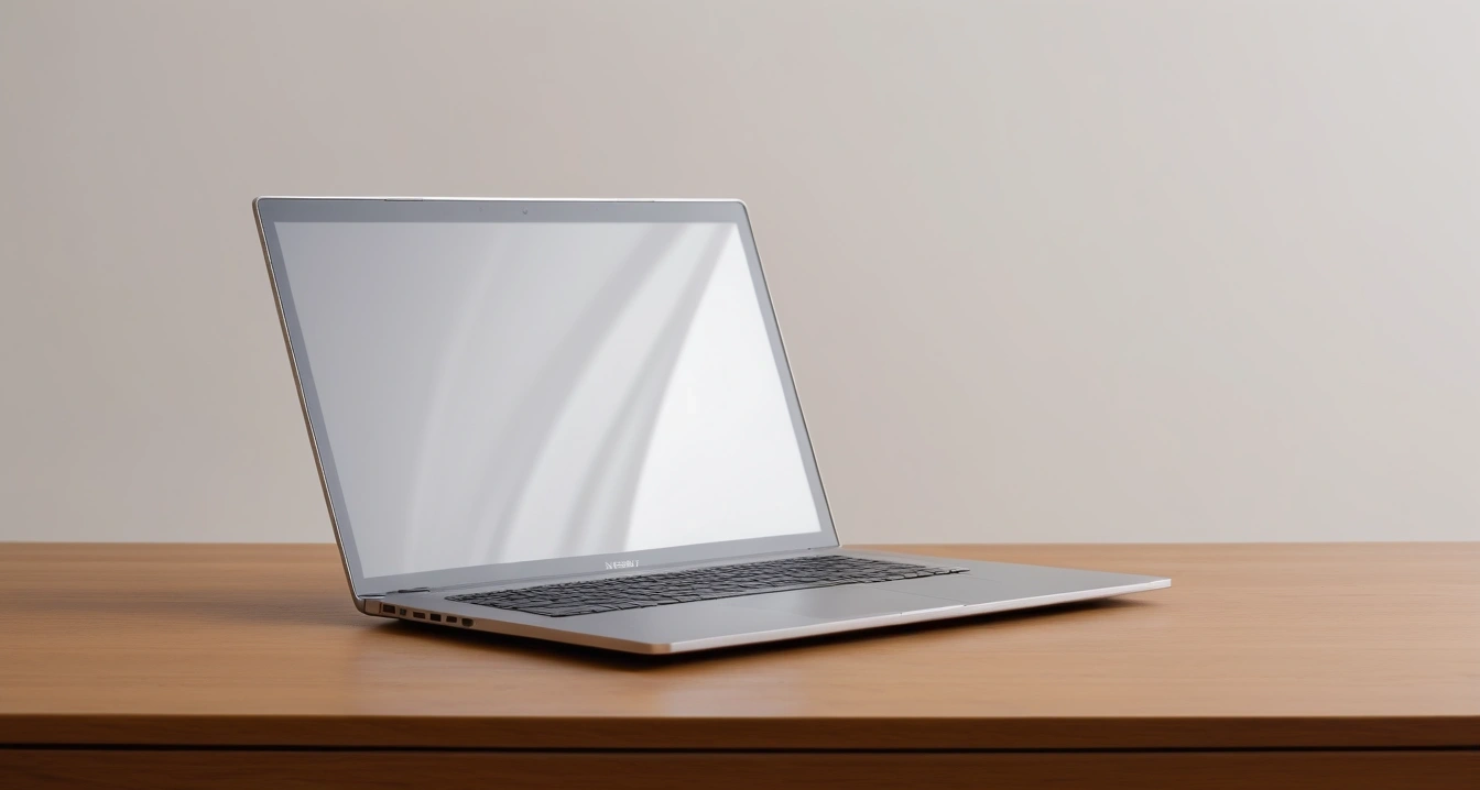 단축어<br>- 오피스 소프트웨어 함수 및 단축키 마스터 전략 (a sleek modern laptop and a smartphone on a clean wooden desk, minimalist aesthetic, soft lighting, no people)