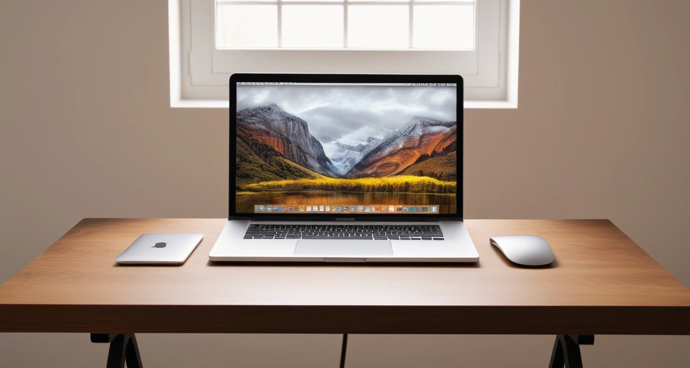 a sleek modern macbook pro on a clean wo 1