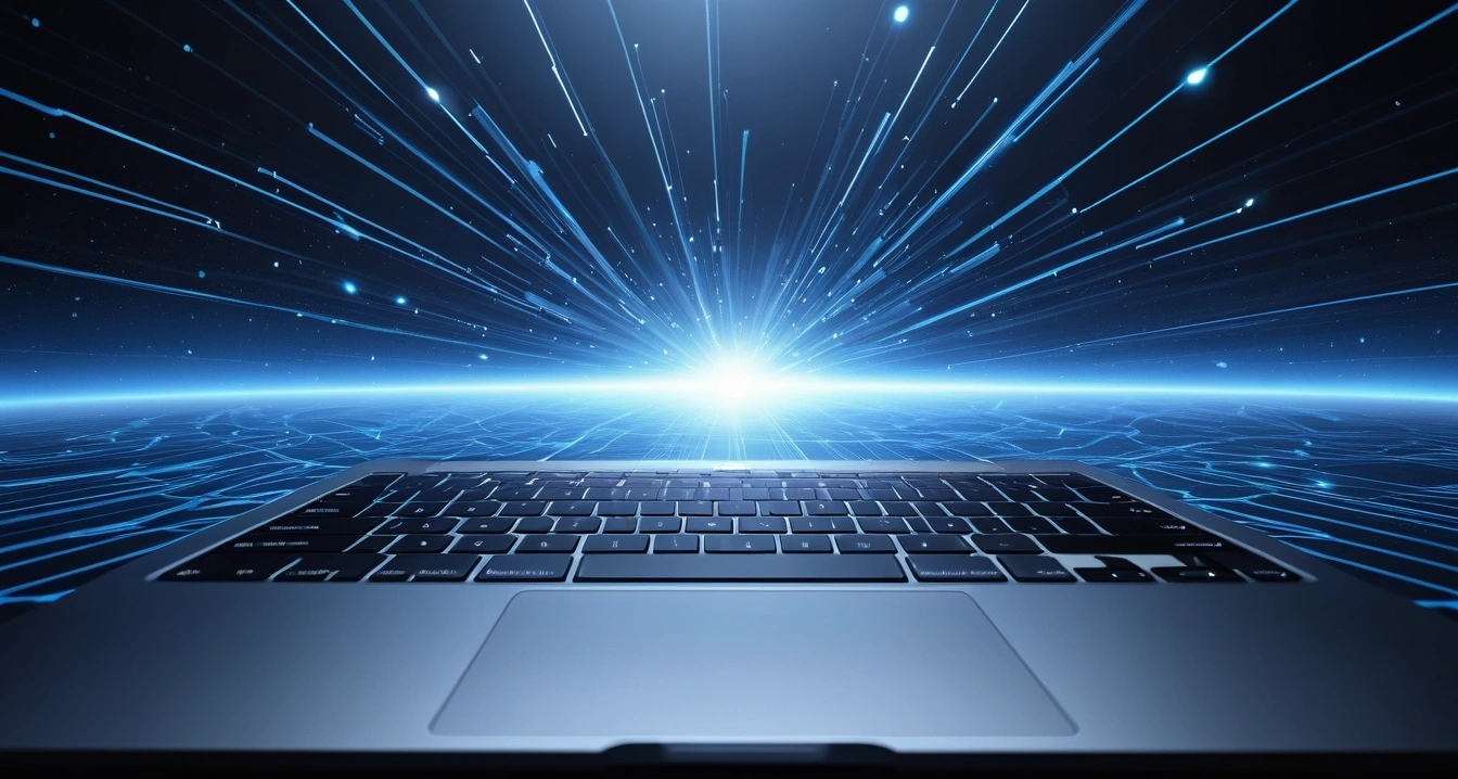 concept of macbook abstract blue data fl 1
